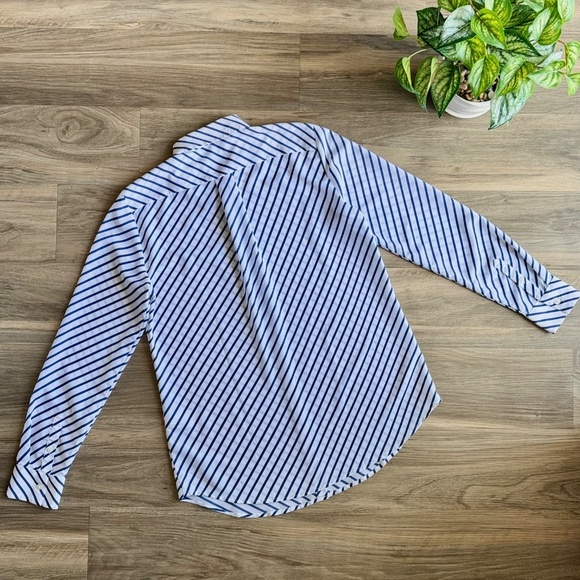 Banana Republic Dillon Blue & White Diagonal Stripe Pattern Long Sleeve Size S - Picture 10 of 11